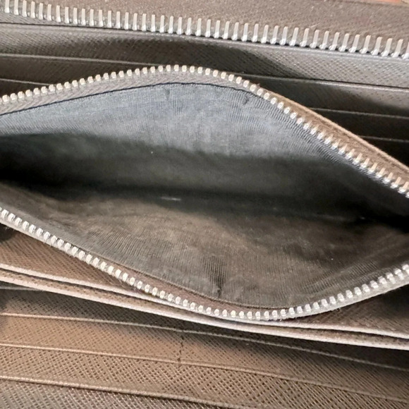 PRADA Gray Saffiano Leather Logo Embossed Zip-Around Long Wallet - Picture 13 of 13